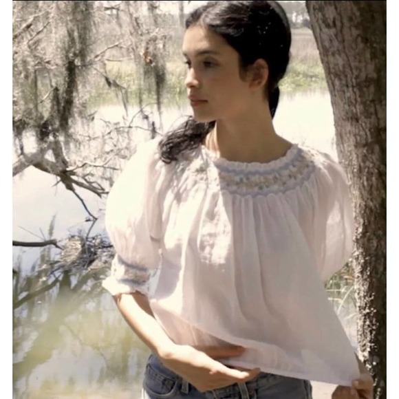 DOEN Alpine Top in Salt Smocked M RARE - Picture 8 of 8